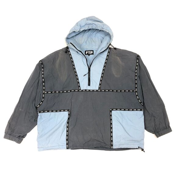 FTP Blue Tape Piping Logo Anorak Jacket Blue Grey size XL Streetwear B3 - Picture 1 of 7